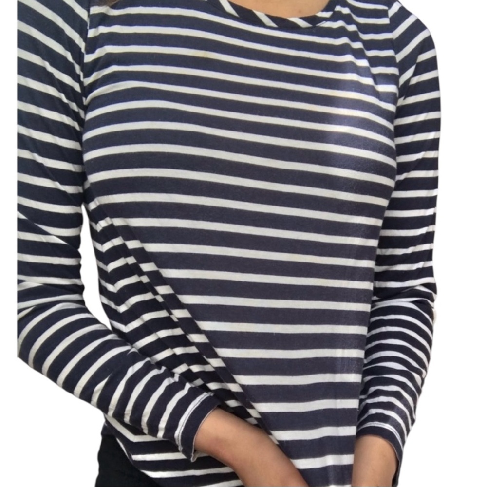 Boden Navy and White Striped Top